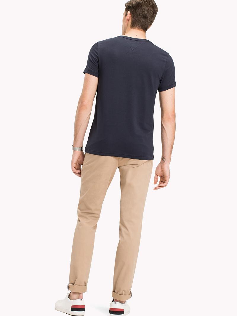 Férfi Tommy Hilfiger Slim fit stretch Póló Sötétkék | HU 853KOR